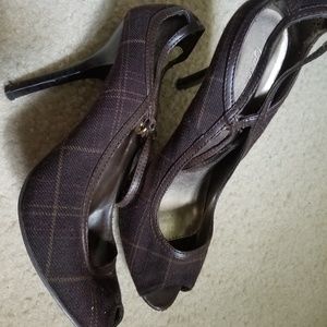 Charlotte Russe plaid peep toe heels
